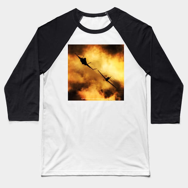 P-51 Mustang And F-35A USAF Heritage Flight Sunset Baseball T-Shirt by acefox1